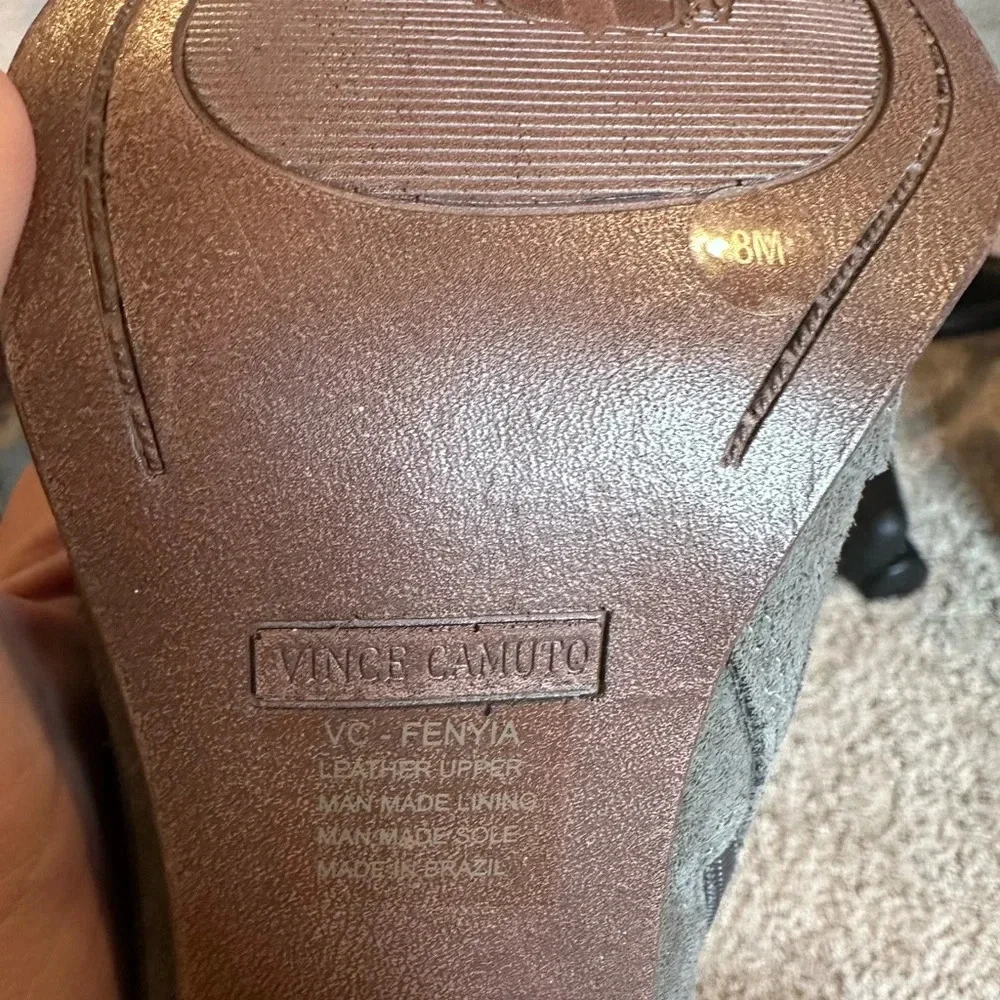 Vince Camuto Fenyia Dark Gray Suede Block Heel Ankle Booties- Women’s 8 - Picture 10 of 13